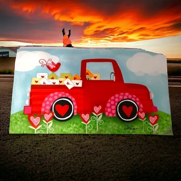 Mailbox Wrap Valentines Day Truck Hearts Lou Sims Magnetic Studio M Post Cover. - Picture 10 of 15
